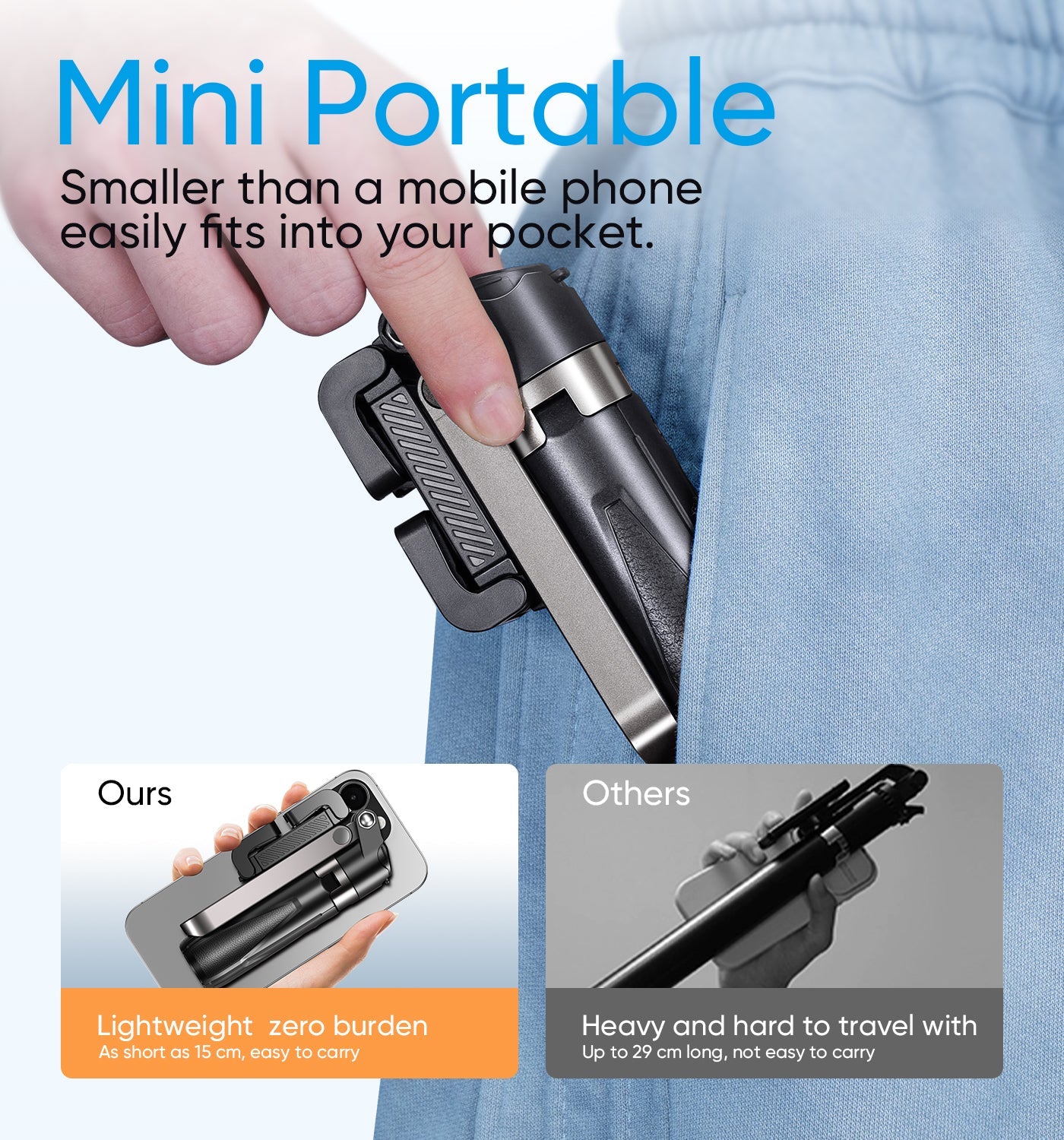 Portable multifunctional selfie stick