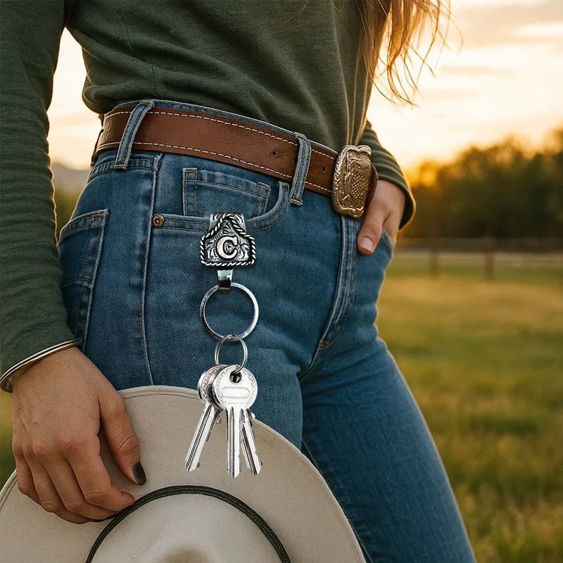 Handmade Cow Tag Belt Key Holder with Custom Initial.(⏰Limited Quantities Available)