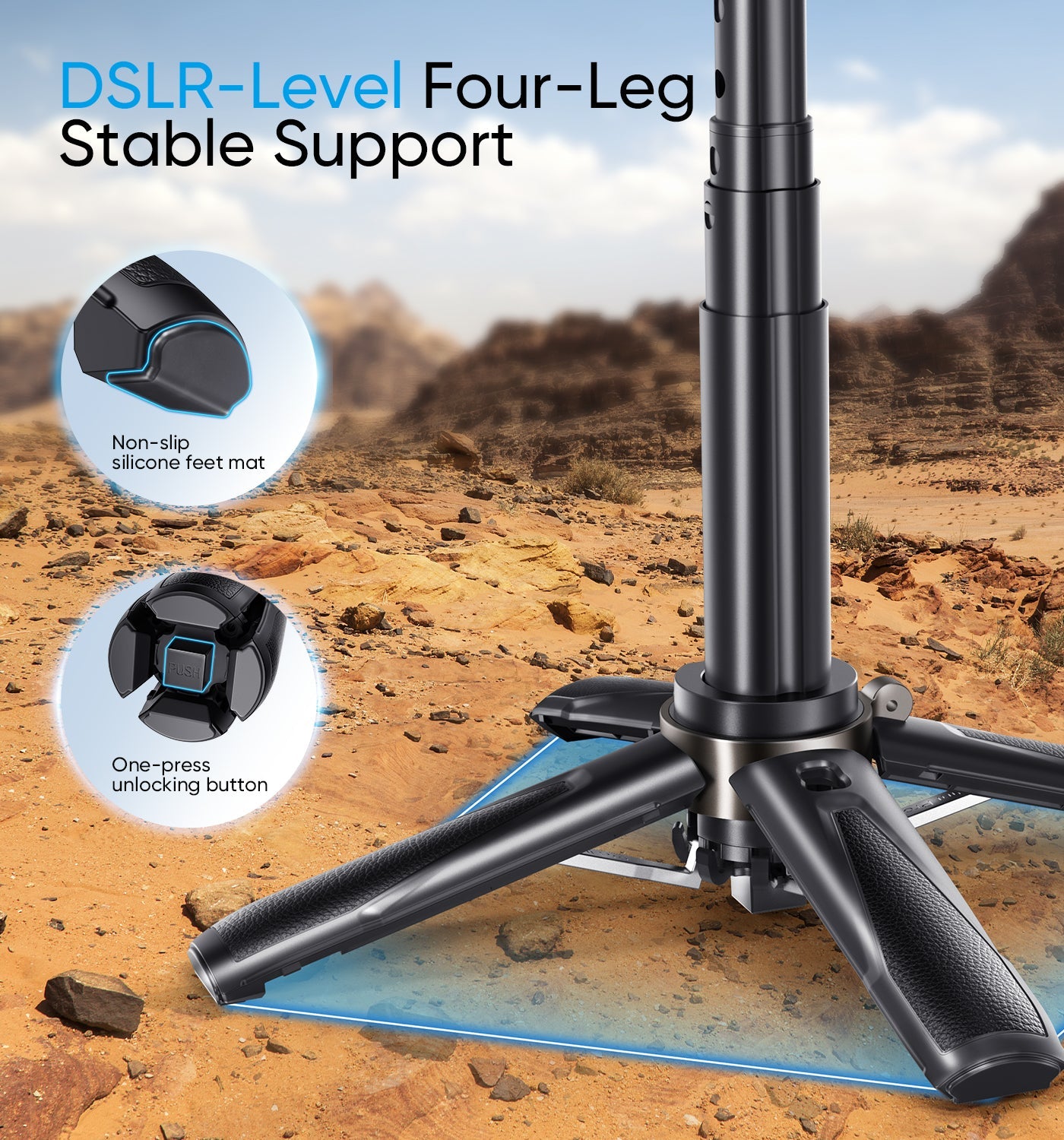 Portable multifunctional selfie stick