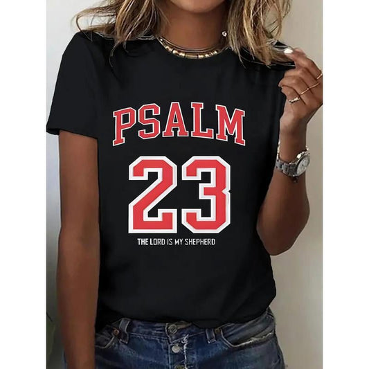 🔥2025 NEW ARRIVAL🔥 - Women's 100% Casual T-Shirt with Psalm 23 Print