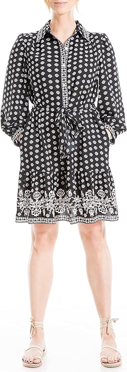 Women's Long Sleeve Collared Short Tiered Dress